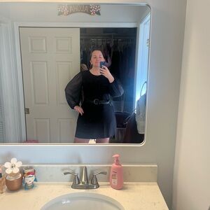 Black Sheer-Sleeve Dress